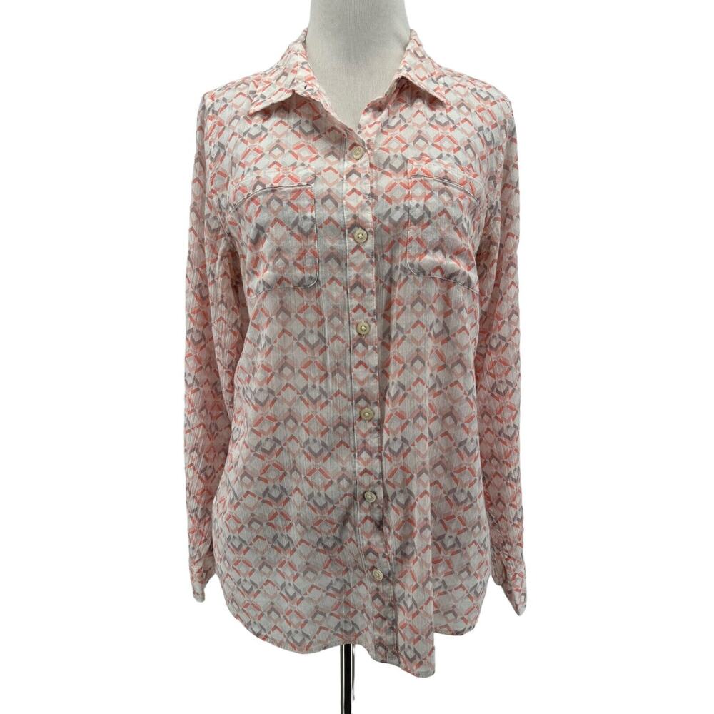 Eddie Bauer Women's Printed Classic Fit Button Up Shirt Size Medium